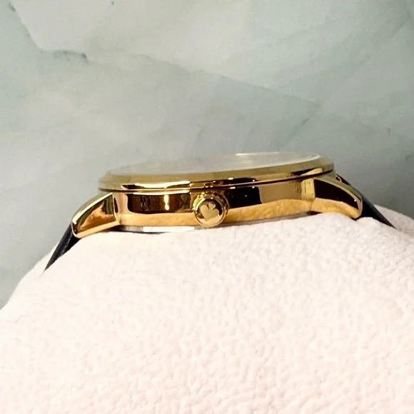 Kate Spade Metro Scallop Three-Hand Black Leather Watch 34mm  display picture 3